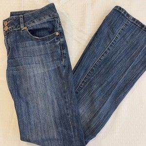 Women’s Low Rise Flared Jeans Stretch Chip & Pepper Harper Size 28 Blue